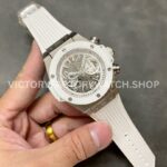 HB Factory Hublot Big Bang Unico 45mm White White Rubber Strap Ceramic Bezel White Skeletonized Dial