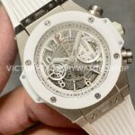 HB Factory Hublot Big Bang Unico 45mm White White Rubber Strap Ceramic Bezel White Skeletonized Dial