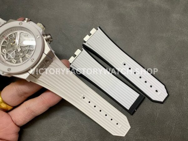 HB Factory Hublot Big Bang Unico 45mm White White Rubber Strap Ceramic Bezel White Skeletonized Dial