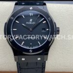 HB Factory Hublot Classic Fusion 542.CM.1171.RX 42mm steel leather strap ceramic bezel black dial replica watch