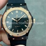 HB Factory Hublot Classic Fusion 542.CO.1181.RX 42mm rubber strap rose gold bezel black dial replica watch