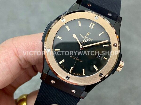 HB Factory Hublot Classic Fusion 542.CO.1181.RX 42mm Rubber Strap Rose Gold Bezel Black Dial