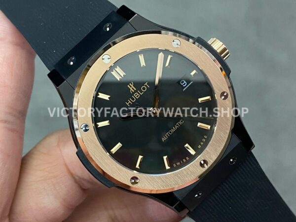 HB Factory Hublot Classic Fusion 542.CO.1181.RX 42mm Rubber Strap Rose Gold Bezel Black Dial