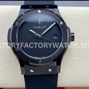 HB Factory Hublot Classic Fusion 542.CX.1270.RX.MDM 42mm steel black rubber strap black dial replica watch