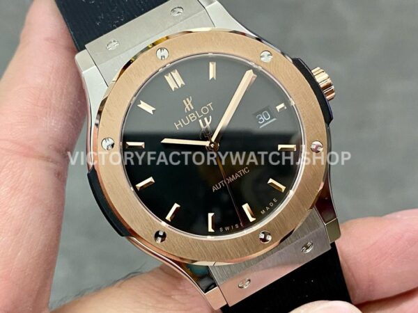 HB Factory Hublot Classic Fusion 542.NO.1181.LR 42mm Rubber Strap Rose Gold Bezel Black Dial