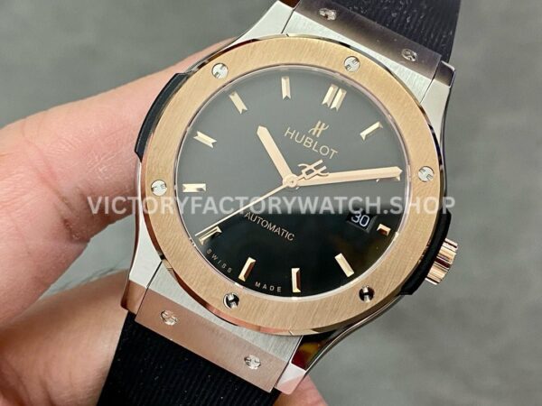 HB Factory Hublot Classic Fusion 542.NO.1181.LR 42mm Rubber Strap Rose Gold Bezel Black Dial
