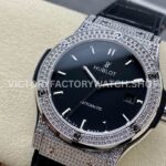 HB Factory Hublot Classic Fusion 542.NX.1171.LR.1704 42mm Full Diamond Leather Strap Black Dial