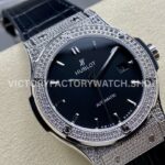 HB Factory Hublot Classic Fusion 542.NX.1171.LR.1704 42mm Full Diamond Leather Strap Black Dial
