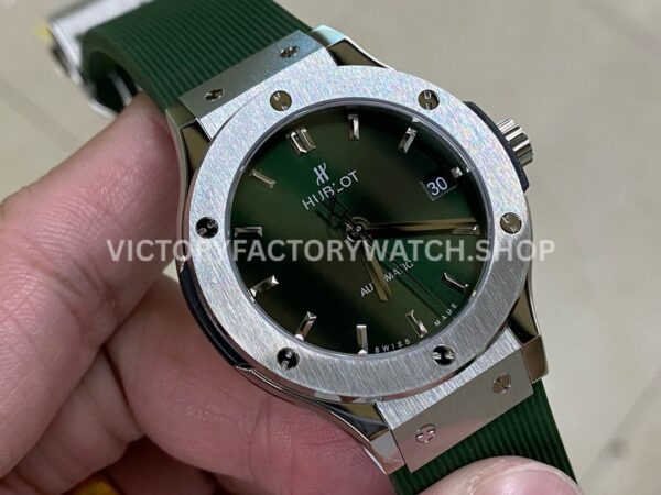 HB Factory Hublot Classic Fusion 542.NX.8970.LR 42mm Rubber Strap Titanium Bezel Green Dial
