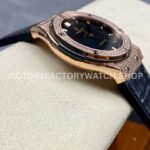 HB Factory Hublot Classic Fusion 542.OX.1181.LR.1704 42mm Full Diamond Rose Gold Leather Strap Black Dial