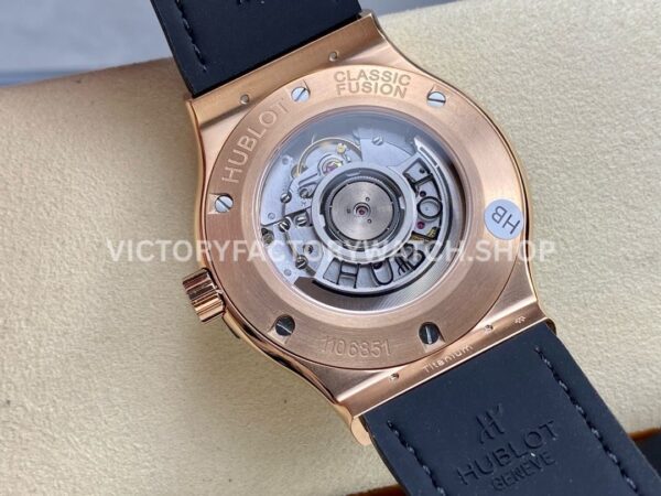 HB Factory Hublot Classic Fusion 542.OX.1181.LR.1704 42mm Full Diamond Rose Gold Leather Strap Black Dial