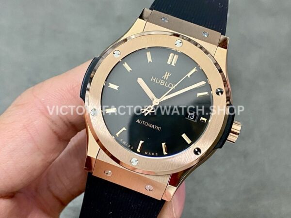 HB Factory Hublot Classic Fusion 542.OX.1181.RX 42mm Rose Gold Rubber Strap Black Dial