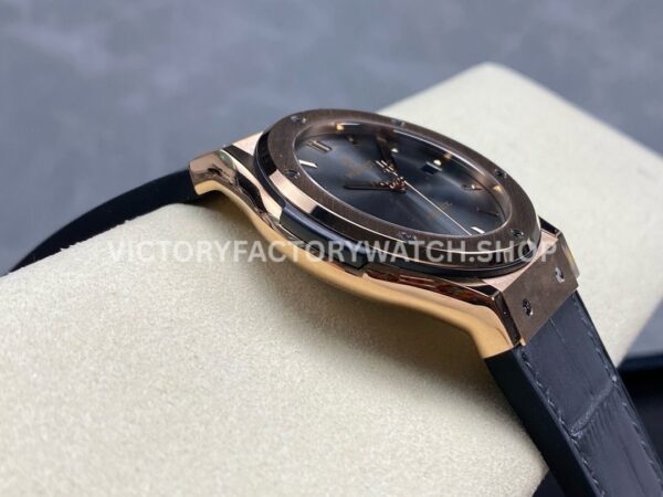 HB Factory Hublot Classic Fusion 542.OX.7081.LR 42mm Rose Gold Grey Leather Strap Grey Dial