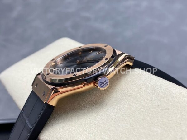 HB Factory Hublot Classic Fusion 542.OX.7081.LR 42mm Rose Gold Grey Leather Strap Grey Dial