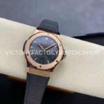 HB Factory Hublot Classic Fusion 542.OX.7081.LR 42mm Rose Gold Grey Leather Strap Grey Dial