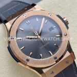 HB Factory Hublot Classic Fusion 542.OX.7081.LR 42mm Rose Gold Grey Leather Strap Grey Dial