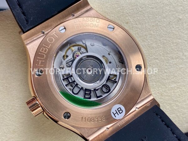 HB Factory Hublot Classic Fusion 542.OX.7081.LR 42mm Rose Gold Grey Leather Strap Grey Dial