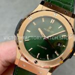 HB Factory Hublot Classic Fusion 542.OX.8980.LR 42mm Rose Gold Rubber Strap Green Dial