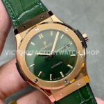 HB Factory Hublot Classic Fusion 542.OX.8980.LR 42mm Rose Gold Rubber Strap Green Dial
