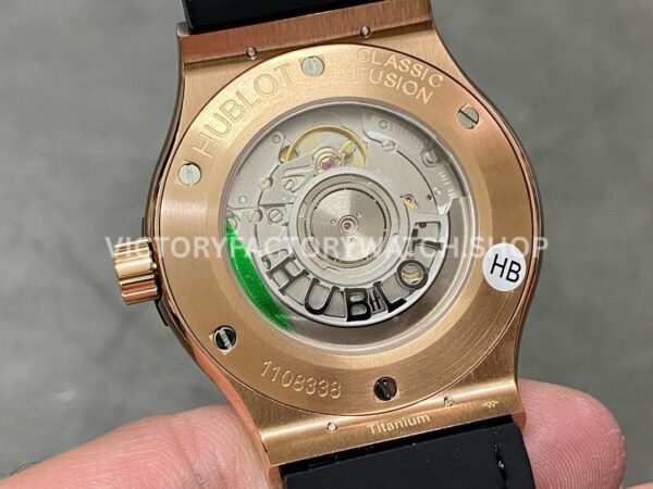 HB Factory Hublot Classic Fusion 542.OX.8980.LR 42mm Rose Gold Rubber Strap Green Dial