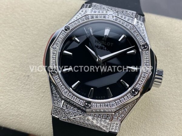 HB Factory Hublot Classic Fusion 550.NS.1800.RX.1604.ORL19 40mm Black Rubber Strap Diamond Bezel Black Dial