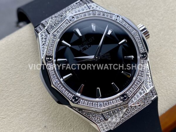 HB Factory Hublot Classic Fusion 550.NS.1800.RX.1604.ORL19 40mm Black Rubber Strap Diamond Bezel Black Dial