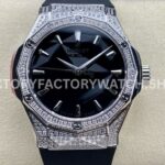 HB Factory Hublot Classic Fusion 550.NS.1800.RX.1604.ORL19 40mm black rubber strap diamond bezel black dial replica watch