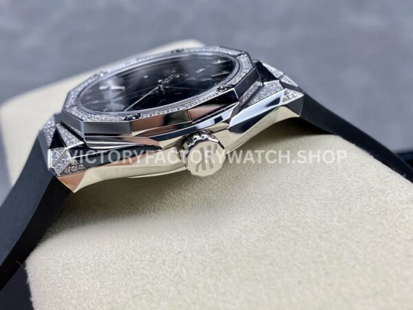 HB Factory Hublot Classic Fusion 550.NS.1800.RX.1804.ORL19 40mm Black Rubber Strap Diamond Bezel Black Dial