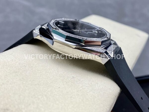 HB Factory Hublot Classic Fusion 550.NS.1800.RX.1804.ORL19 40mm Black Rubber Strap Diamond Bezel Black Dial