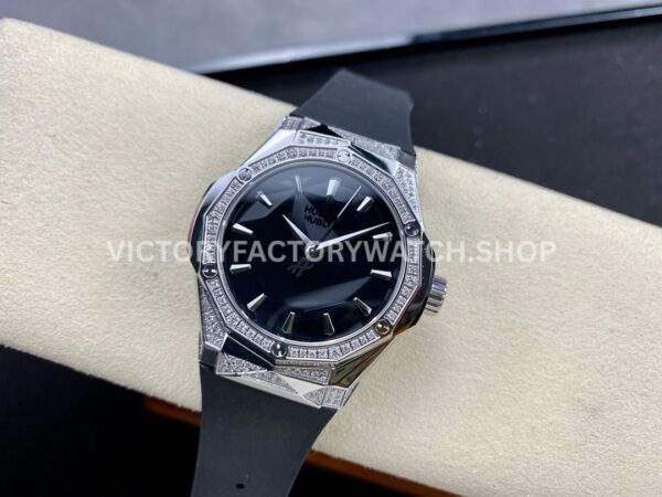 HB Factory Hublot Classic Fusion 550.NS.1800.RX.1804.ORL19 40mm Black Rubber Strap Diamond Bezel Black Dial
