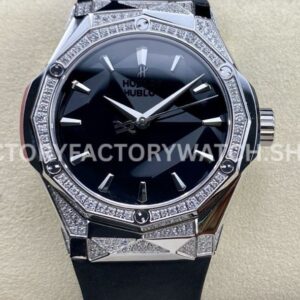 HB Factory Hublot Classic Fusion 550.NS.1800.RX.1804.ORL19 40mm black rubber strap diamond bezel black dial replica watch