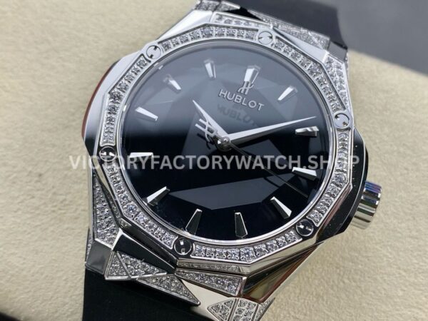 HB Factory Hublot Classic Fusion 550.NS.1800.RX.1804.ORL19 40mm Black Rubber Strap Diamond Bezel Black Dial