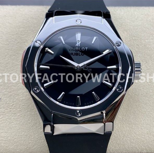 HB Factory Hublot Classic Fusion 550.NS.1800.RX.ORL19 40mm steel black rubber strap black dial replica watch