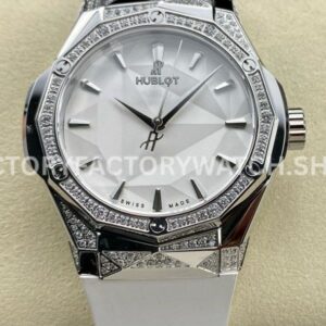 HB Factory Hublot Classic Fusion 550.NS.2200.RW.1804.ORL20 40mm diamond steel white rubber strap white dial replica watch