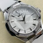 HB Factory Hublot Classic Fusion 550.NS.2200.RW.1804.ORL20 40mm Diamond Steel White Rubber Strap White Dial