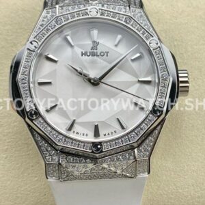 HB Factory Hublot Classic Fusion 550.NS.2200.RW.1804.ORL20 40mm white rubber strap diamond bezel white dial replica watch