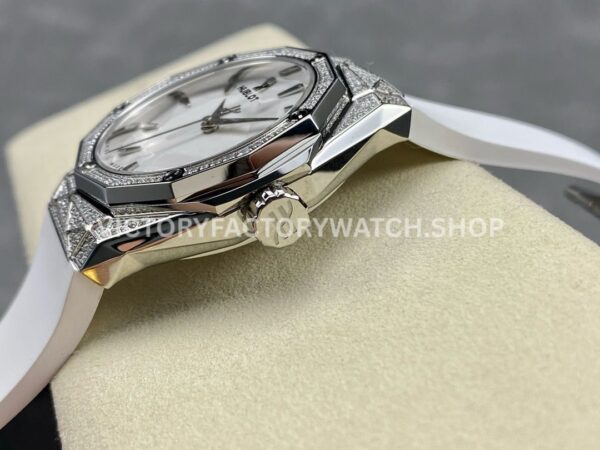 HB Factory Hublot Classic Fusion 550.NS.2200.RW.1804.ORL20 40mm White Rubber Strap Diamond Bezel White Dial