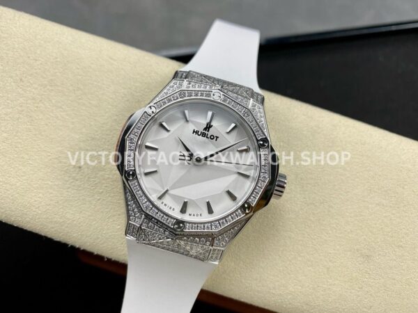 HB Factory Hublot Classic Fusion 550.NS.2200.RW.1804.ORL20 40mm White Rubber Strap Diamond Bezel White Dial