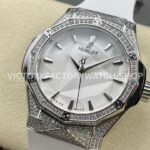 HB Factory Hublot Classic Fusion 550.NS.2200.RW.1804.ORL20 40mm White Rubber Strap Diamond Bezel White Dial