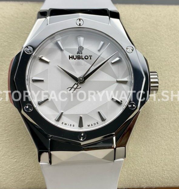 HB Factory Hublot Classic Fusion 550.NS.2200.RW.ORL20 40mm steel white rubber strap white dial replica watch