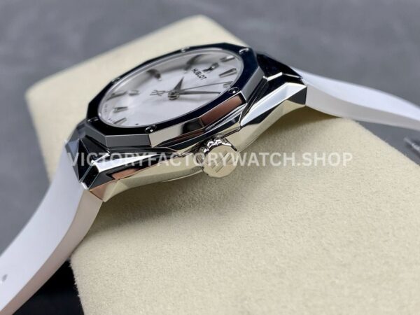 HB Factory Hublot Classic Fusion 550.NS.2200.RW.ORL20 40mm Steel White Rubber Strap White Dial