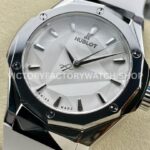 HB Factory Hublot Classic Fusion 550.NS.2200.RW.ORL20 40mm Steel White Rubber Strap White Dial
