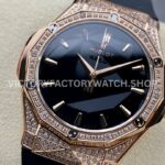 HB Factory Hublot Classic Fusion 550.OS.1800.RX.1604.ORL19 40mm Rose Gold Black Rubber Strap Diamond Bezel Black Dial