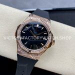 HB Factory Hublot Classic Fusion 550.OS.1800.RX.1604.ORL19 40mm Rose Gold Black Rubber Strap Diamond Bezel Black Dial