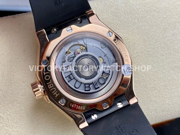 HB Factory Hublot Classic Fusion 550.OS.1800.RX.1804.ORL19 40mm Diamond Rose Gold Black Rubber Strap Black Dial