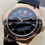 HB Factory Hublot Classic Fusion 550.OS.1800.RX.ORL19 40mm Rose Gold Black Rubber Strap Black Dial
