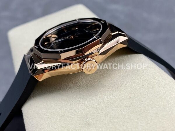 HB Factory Hublot Classic Fusion 550.OS.1800.RX.ORL19 40mm Rose Gold Black Rubber Strap Black Dial