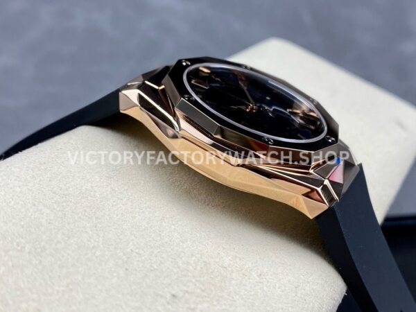 HB Factory Hublot Classic Fusion 550.OS.1800.RX.ORL19 40mm Rose Gold Black Rubber Strap Black Dial