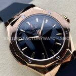 HB Factory Hublot Classic Fusion 550.OS.1800.RX.ORL19 40mm Rose Gold Black Rubber Strap Black Dial