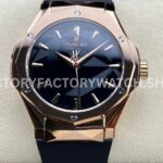 HB Factory Hublot Classic Fusion 550.OS.1800.RX.ORL19 40mm rose gold black rubber strap black dial replica watch